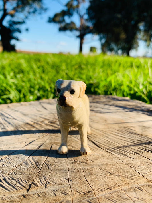 Miniature Porcelain Dog Figurine Light Brown Labrador Standing