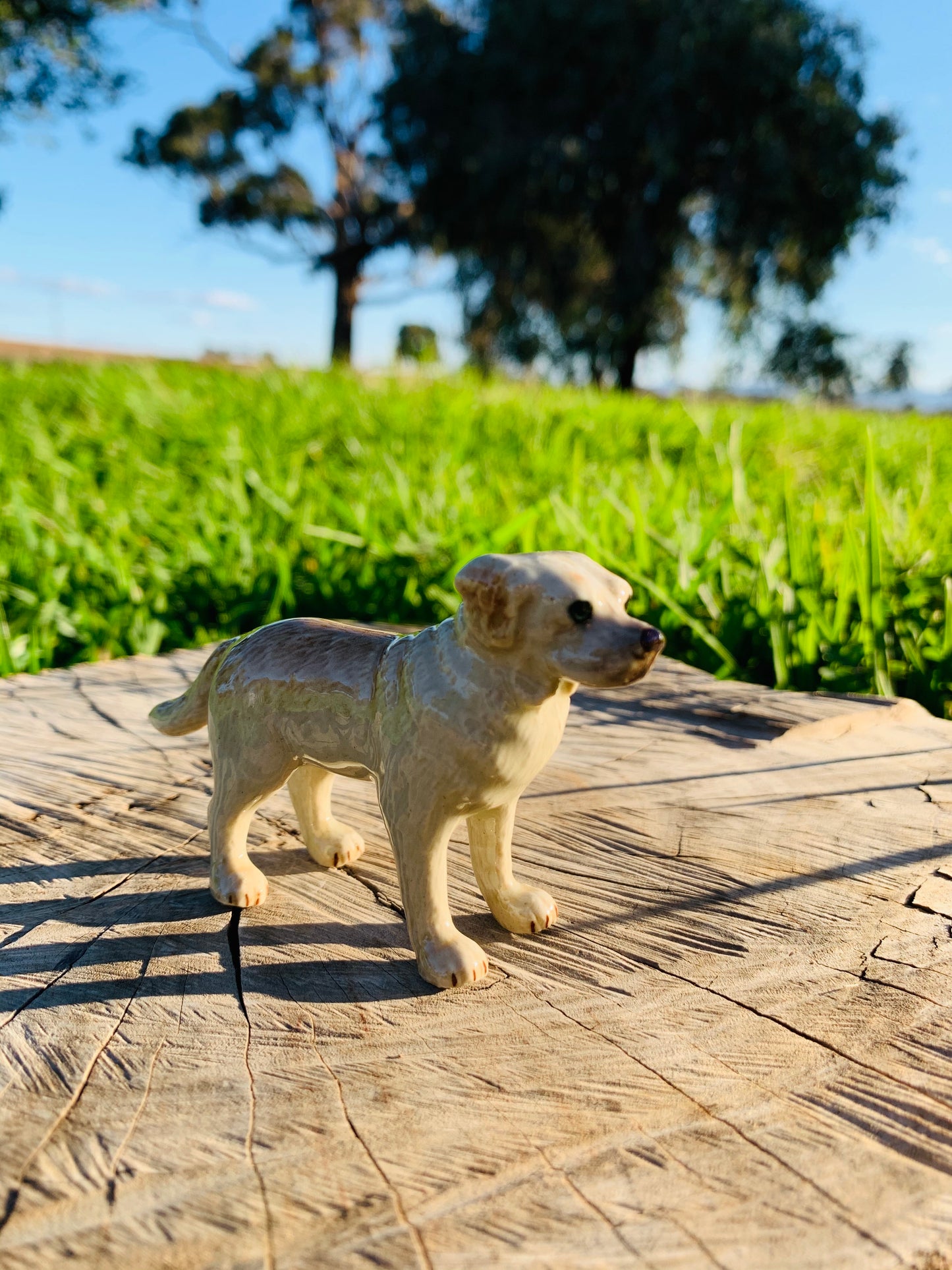 Miniature Porcelain Dog Figurine Light Brown Labrador Standing