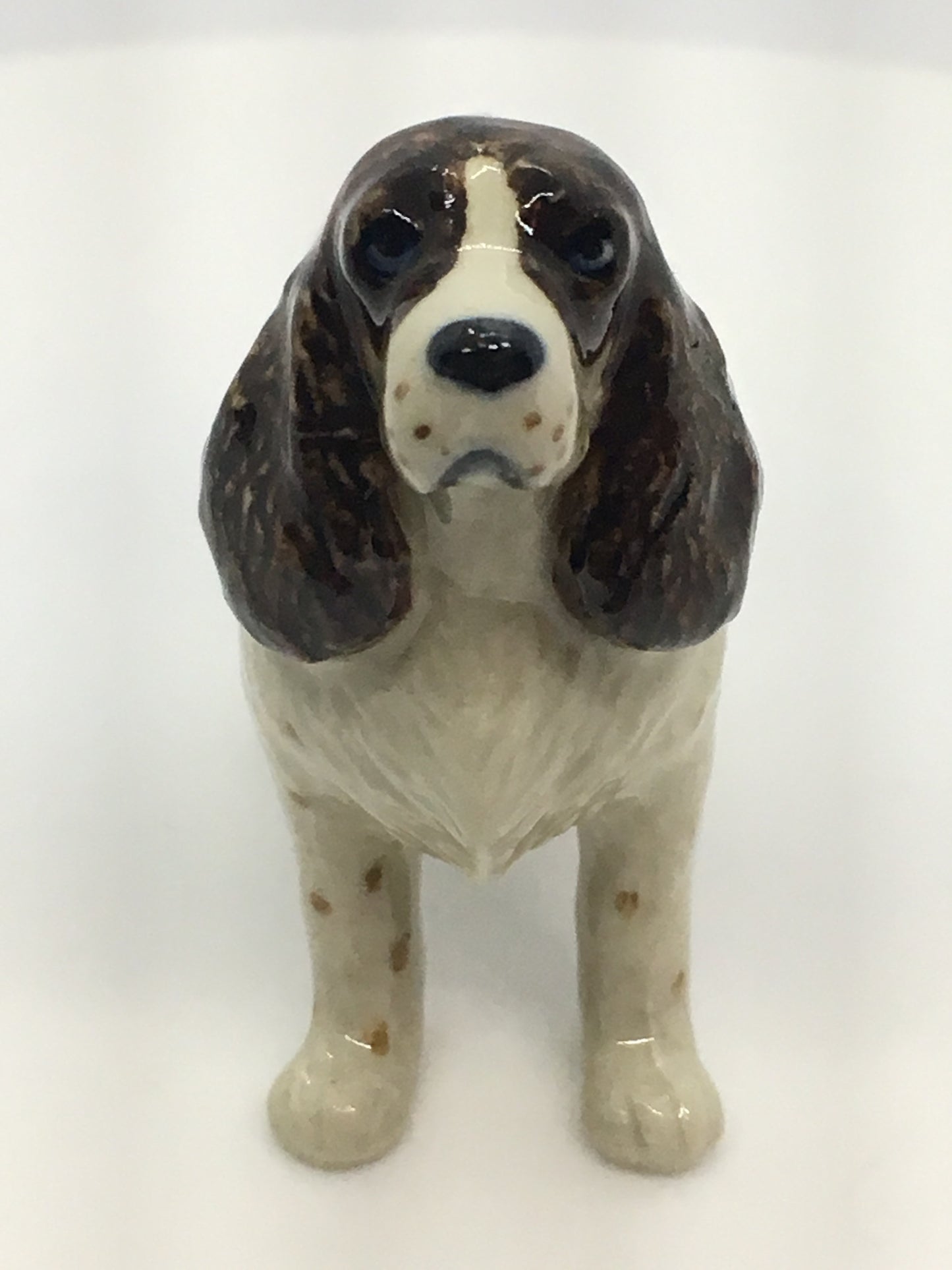 Miniature Porcelain Dog Figurine  Brown English Springer Spaniel Dog Breed