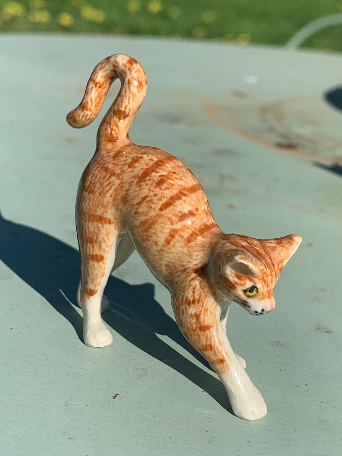 Miniature Porcelain Cats Kittens Figurine Ginger Cat Kitten Stretching