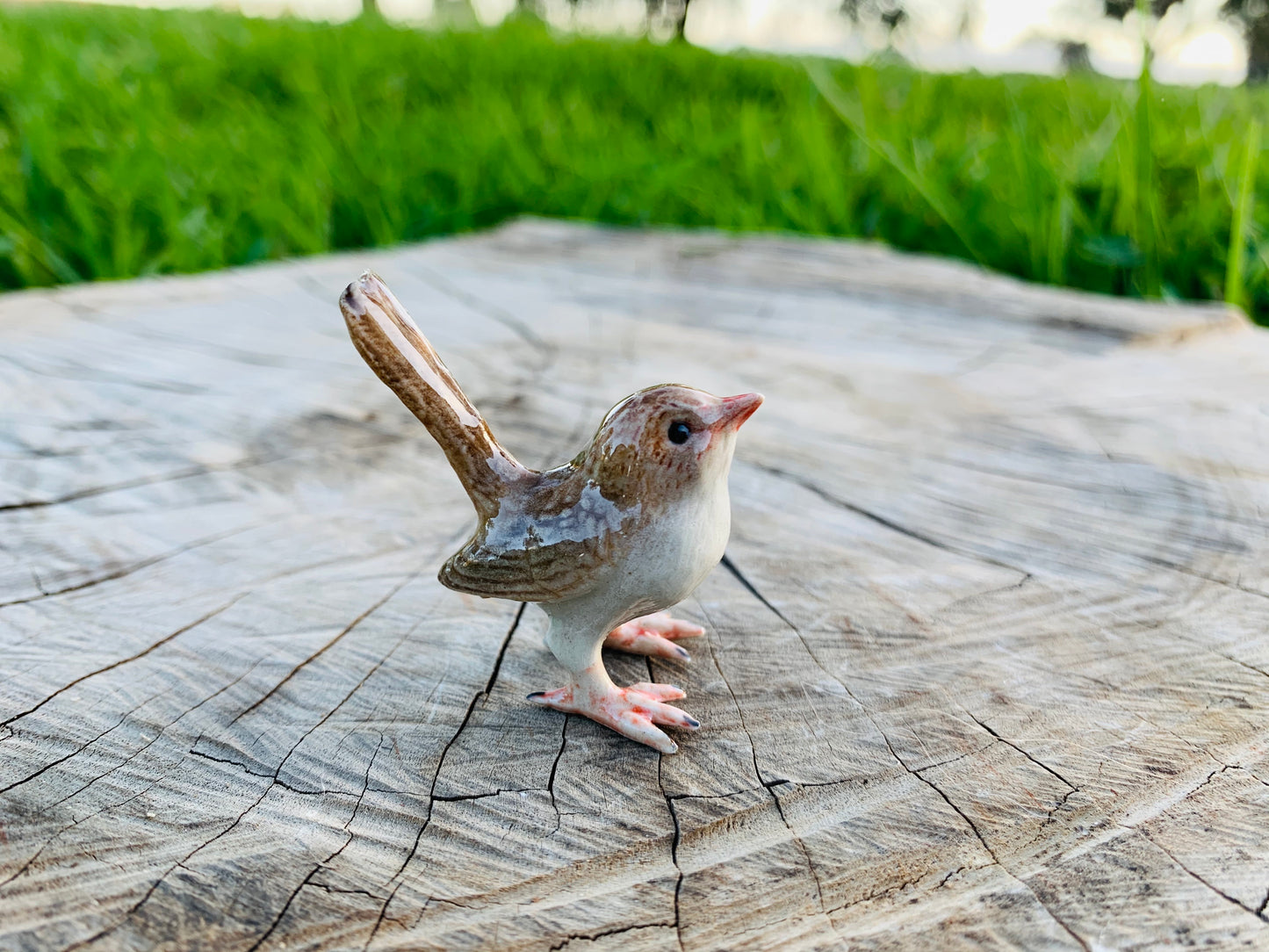 Miniature Porcelain Bird Figurines Superb Fairy Female Wren