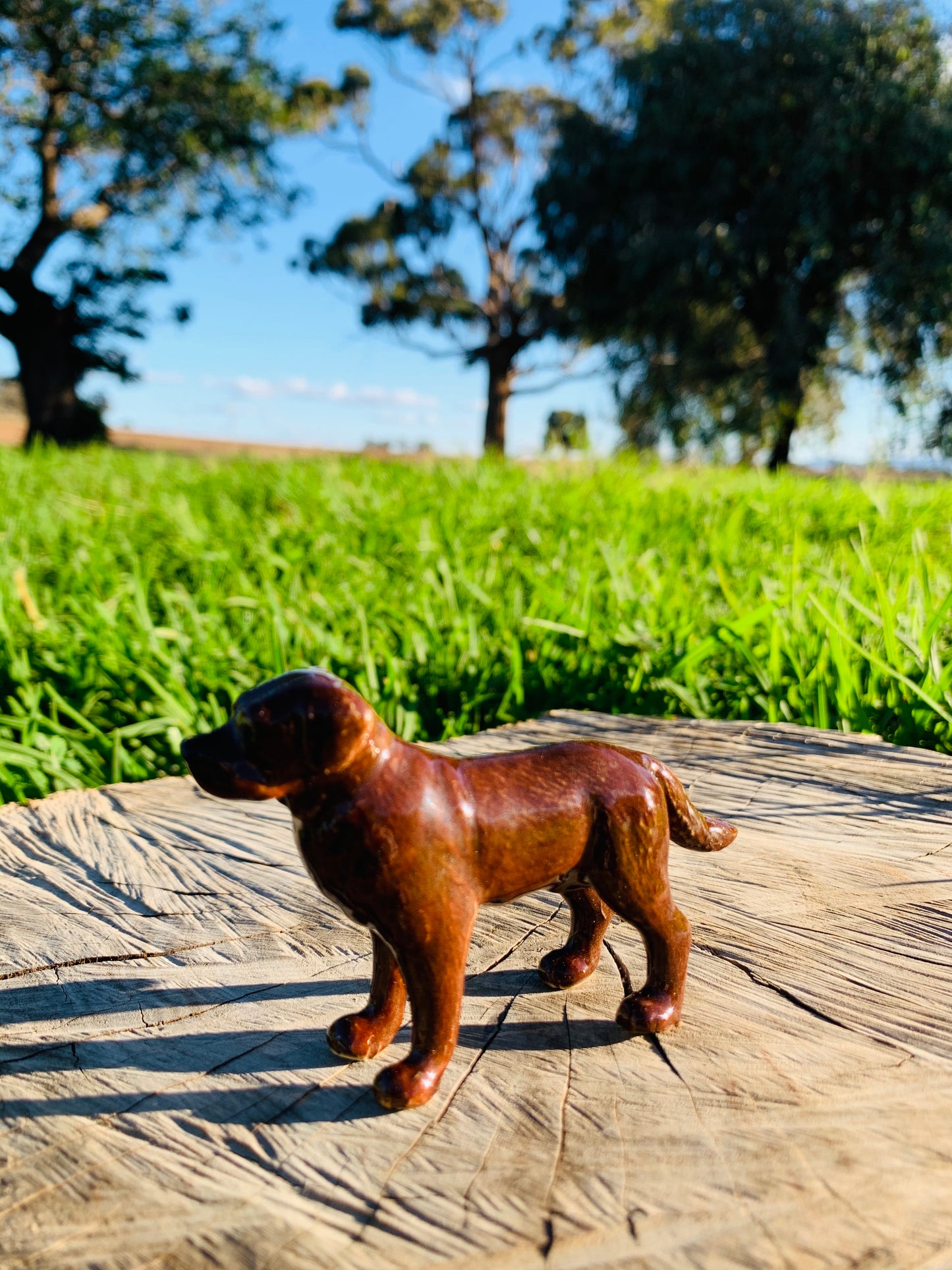Miniature Porcelain Dog Figurine Chocolate Labrador Standing