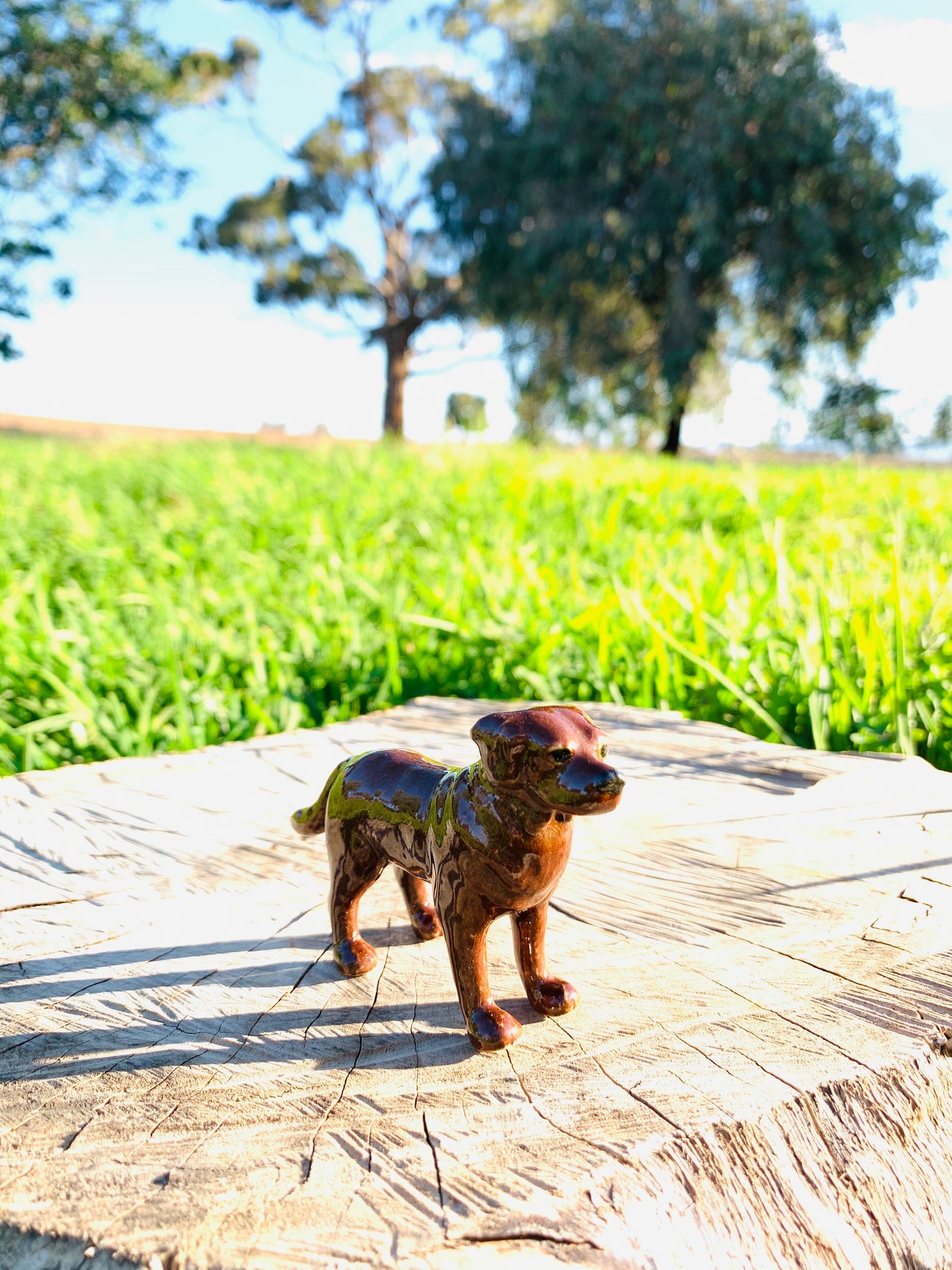 Miniature Porcelain Dog Figurine Chocolate Labrador Standing