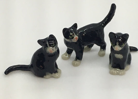 Miniature Porcelain Cats Kittens Figurines Back Kittens Mini