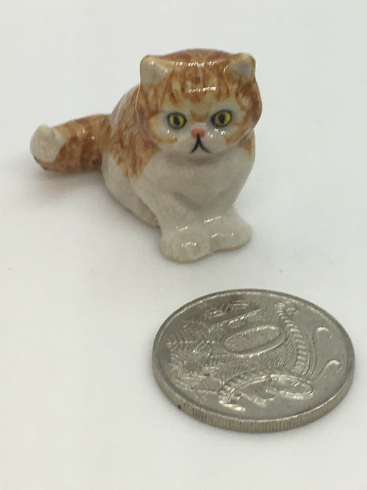 Miniature Porcelain Cats Kittens Figurines Mini Sitting Ginger Kitten