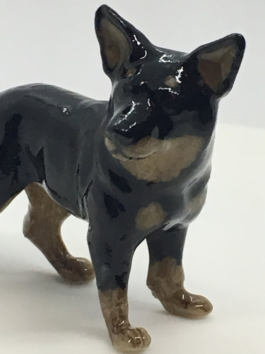 Miniature Porcelain Dog Figurine Black And Brown Australian Kelpie Dog Breed